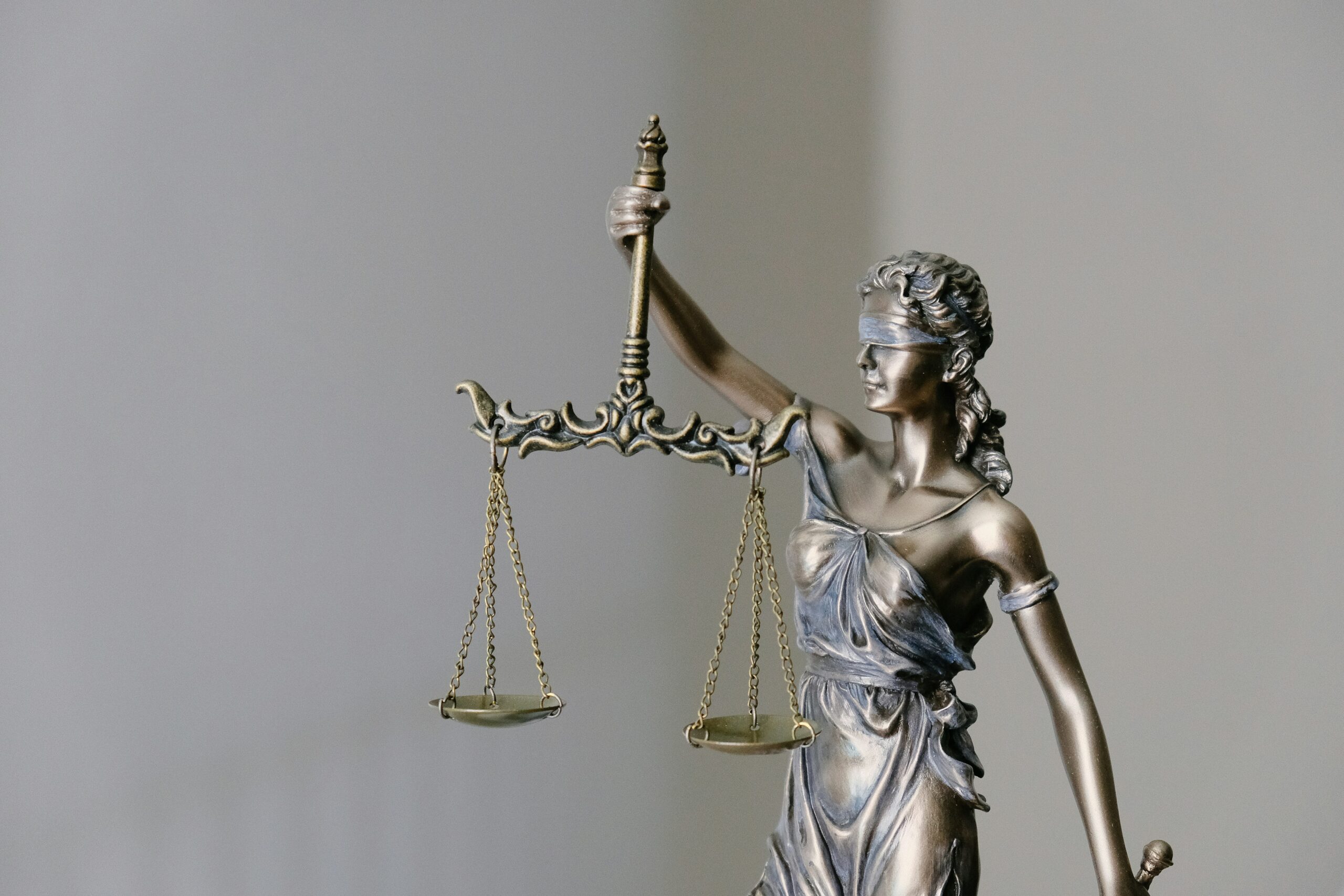 "A justiça é cega". Balança da justiça.